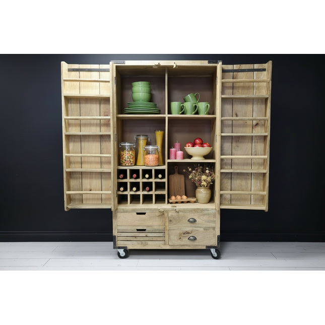 6ft Tall Wood Storage Cabinet | Rustic Larder & Drinks Cupboard.