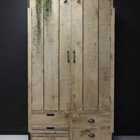 Tall Rustic wood  multi compartment storage cabinet - Elderflower Lame
