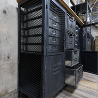 Black metal multi compartment storage cabinet  UK - Elderflower Lane