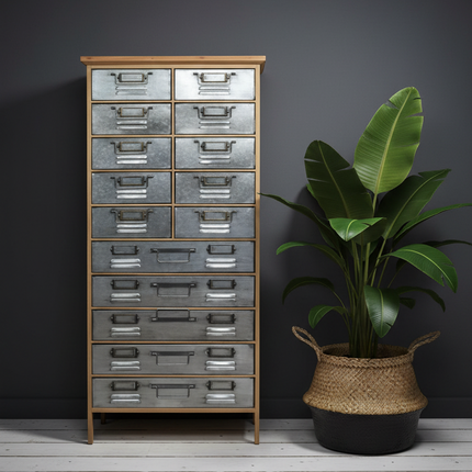 Industrial metal  tall multi drawer storage cabinet - Elderflower Lane UK