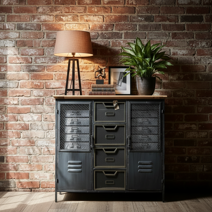 Black metal storage cabinet - Elderflower Lane UK
