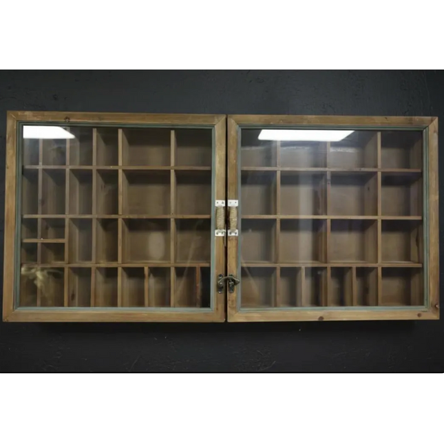Rustic wood & glass wall display cabinet