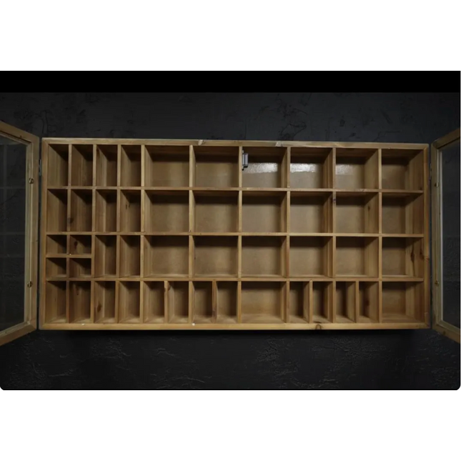 Rustic wood & glass wall display cabinet