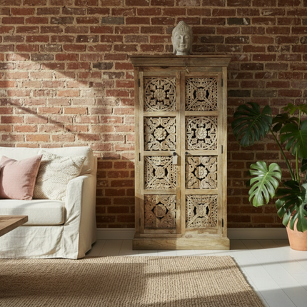 Tall rustic wood storage cabinet UK - Elderflower Lane