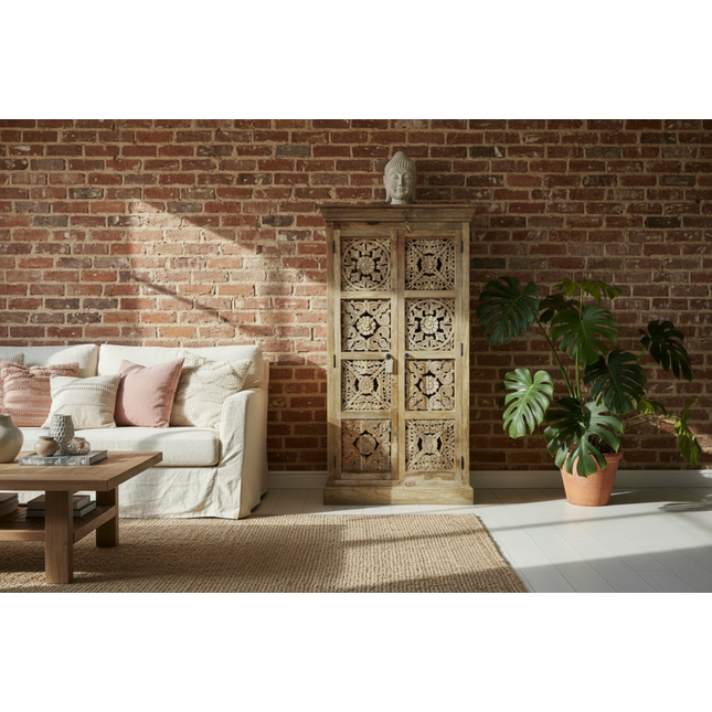 Tall rustic wood storage cabinet UK - Elderflower Lane