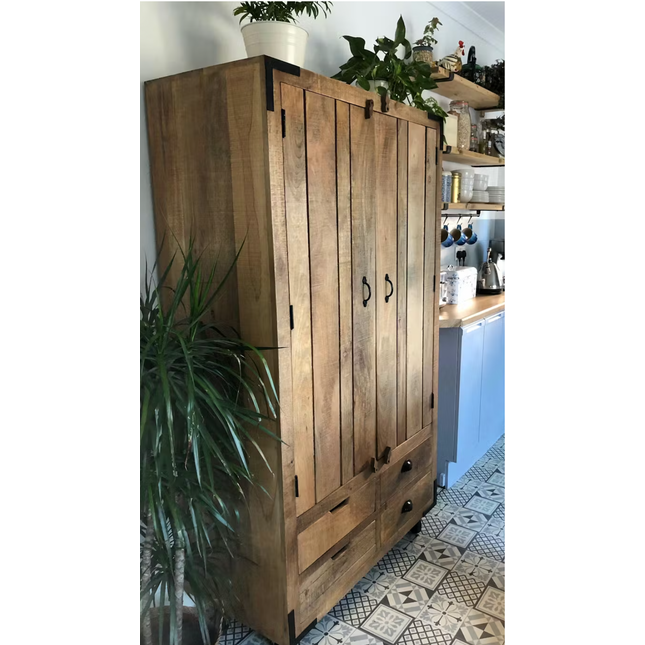 Rustic wood tall larder cabinet 180cm - Elderflower Lane