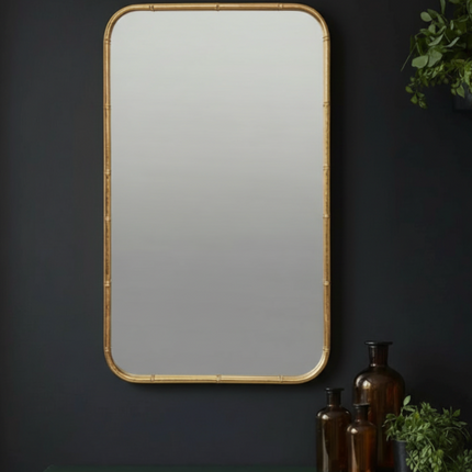 Tall Antique Gold Bamboo Wall Mirror