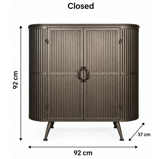 Ribbed Metal Curvy Industrial Storage Cabinet