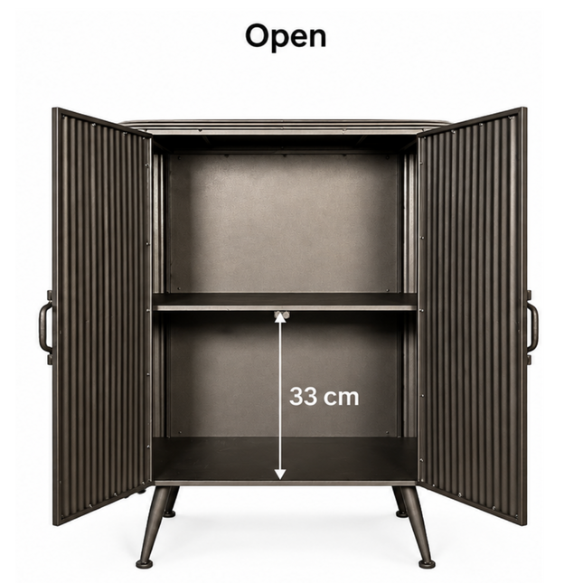 Ribbed Metal Curvy Industrial Storage Cabinet
