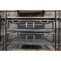 Tall 4 tier caged metal & wood baker display shelves