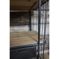 Tall 4 tier caged metal & wood baker display shelves