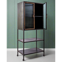 Black metal & ribbed glass storage cabinet uk