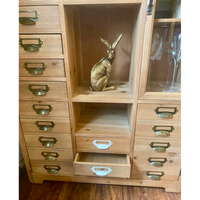 Tall slim rustic wood multi drawer storage display cabinet