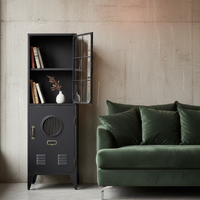 Black metal & glass cabinet UK - Elderflower Lane