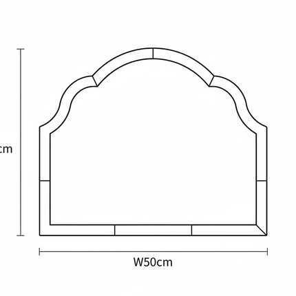 Blue glass overmantle arched wall mirror - H60cm