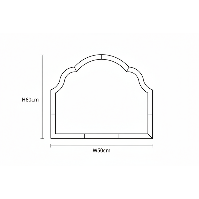Blue glass overmantle arched wall mirror - H60cm