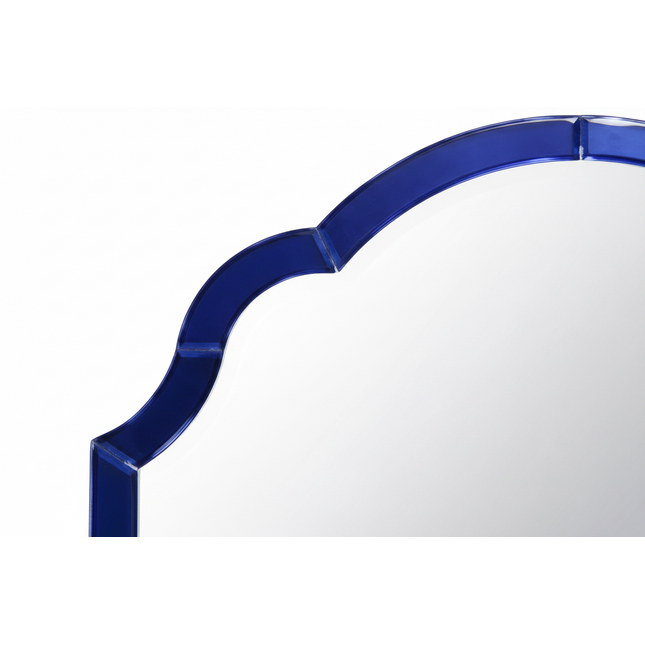 Blue glass overmantle arched wall mirror - H60cm