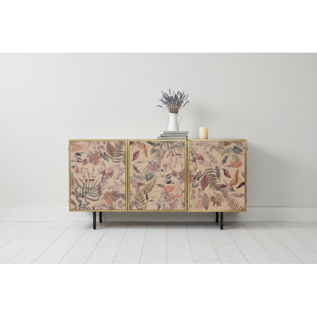 Botanical leaf 3 door metal storage cabinet - Elderflower Lane