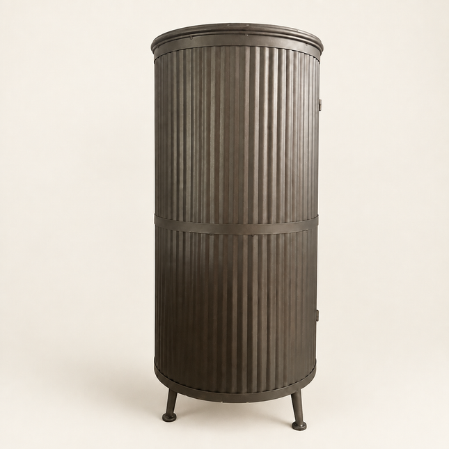 Curvy ribbed metal storage cabinet - Elderflower Lane