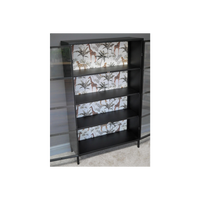 Black metal glazed industrial jungle display cabinet