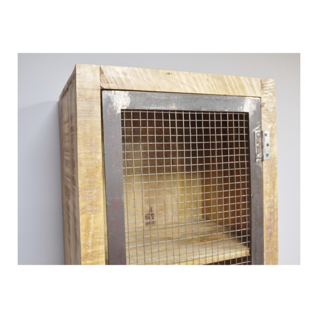 Tall slim rustic wood storage locker cabinet