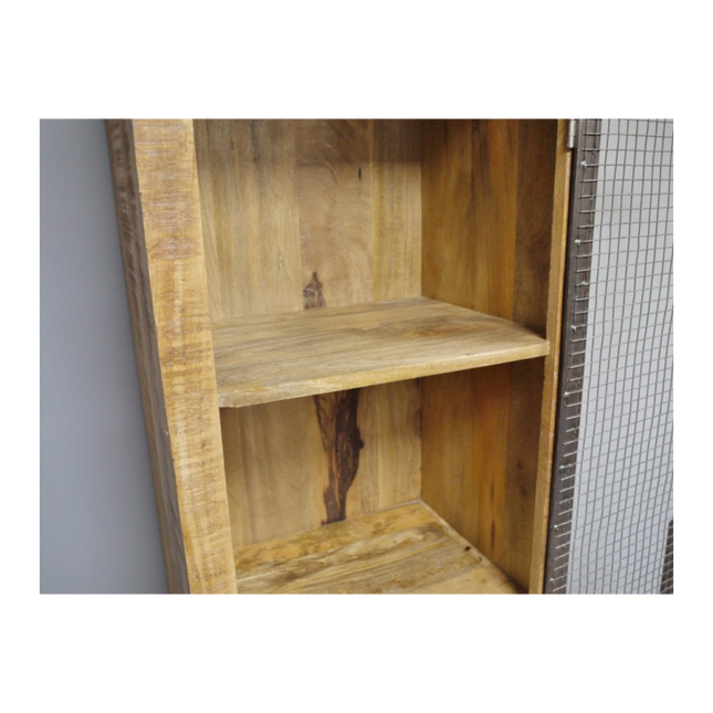Tall slim rustic wood storage locker cabinet