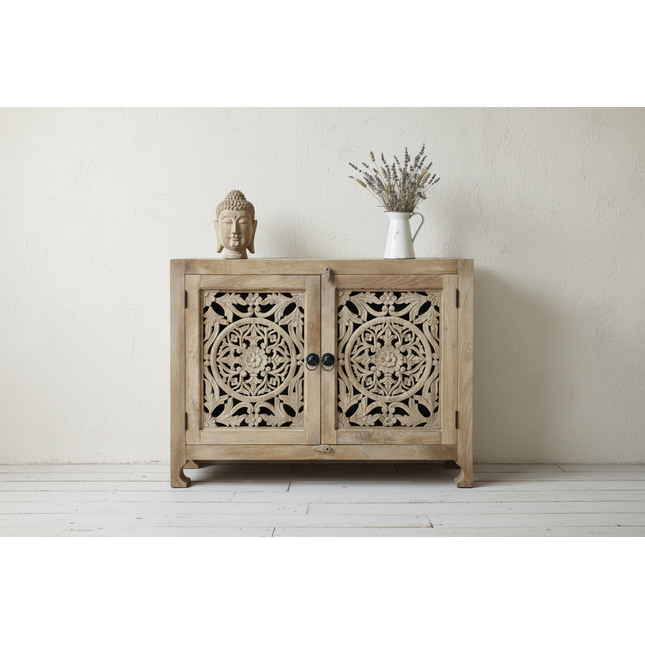 rustic carved wood storage cabinet uk