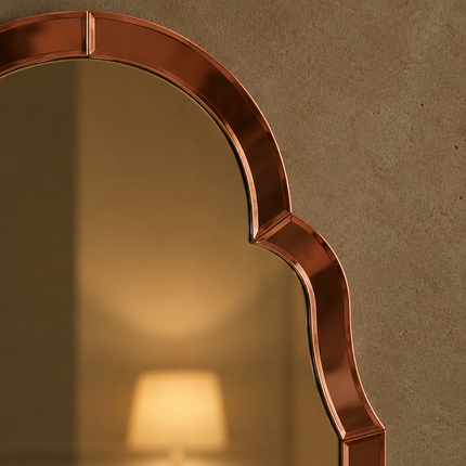 Rose gold glass curvy arched wall mirror - H80cm - Elderflower Lane
