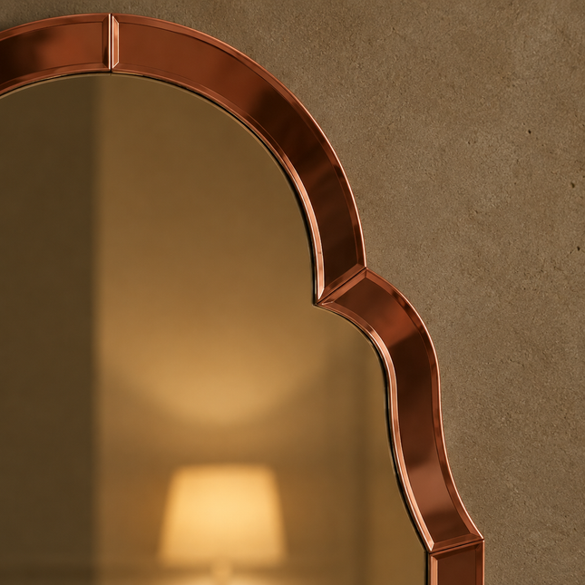 Rose gold glass curvy arched wall mirror - H80cm - Elderflower Lane