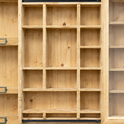 Rustic Wood Wall Display Cabinet with Sliding Glass Door