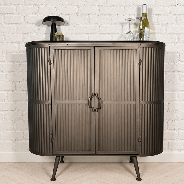 Ribbed metal storage cabinet  - Elderflower Lane
