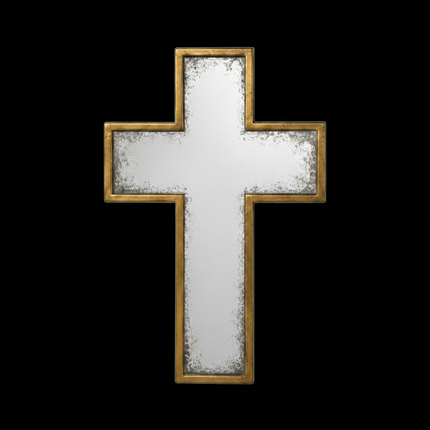Gold antiqued cross wall mirror - H46cm - Elderflower Lane