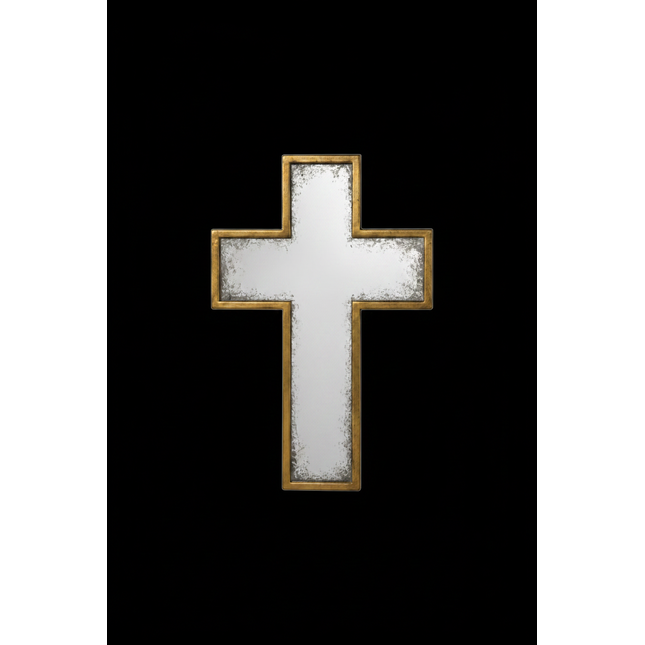 Gold antiqued cross wall mirror - H46cm - Elderflower Lane