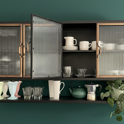 Black metal wall display cabinet UK - Elderflower Lane