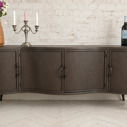 Ribbed metal storage cabinet - Elderflower Lane