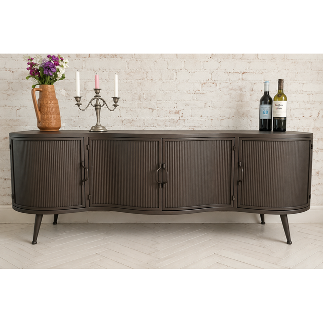 Ribbed metal storage cabinet - Elderflower Lane