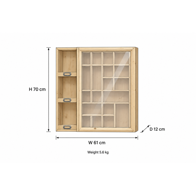 Wall Display Cabinet with Sliding Glass Door - Elderflower  Lane
