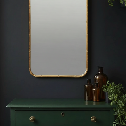 Tall Antique Gold Bamboo Wall Mirror - Elderflower Lane UK