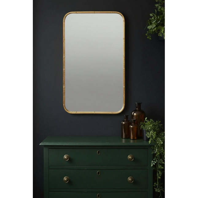 Tall Antique Gold Bamboo Wall Mirror - Elderflower Lane UK