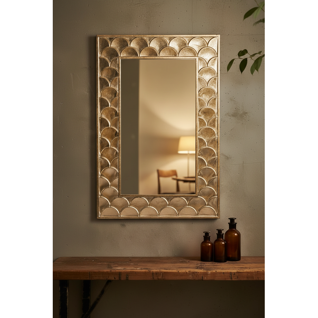 Gold rectangular fish scale  wall mirror - Elderflower Lane