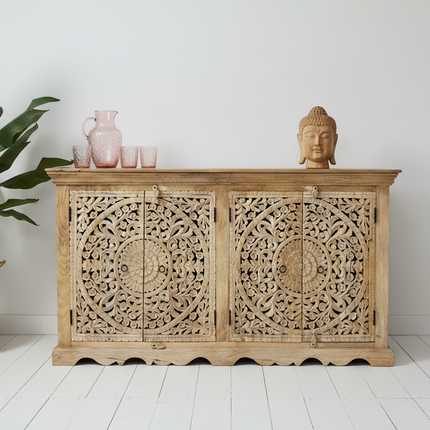Hand Carved Wood  Storage Cabinets & Sideboards - Elderflower Lane UK
