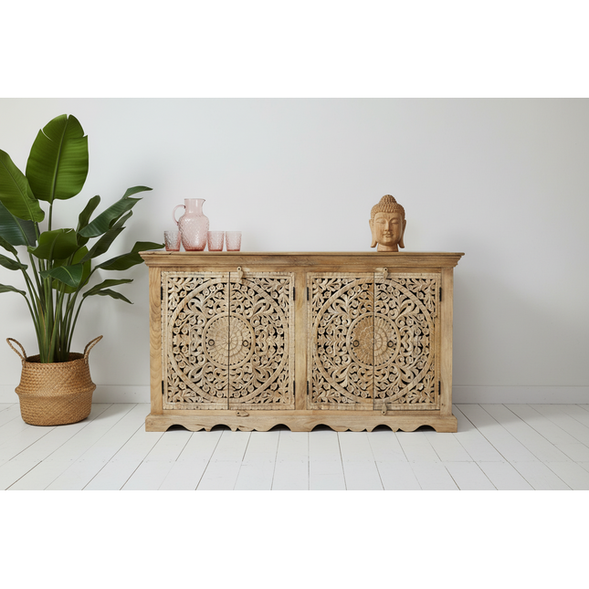 Hand Carved Wood  Storage Cabinets & Sideboards - Elderflower Lane UK