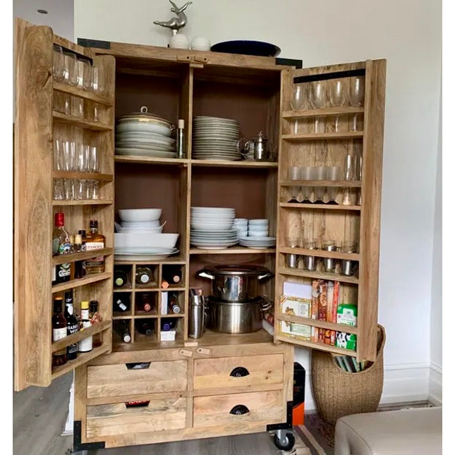 Large 6ft rustic wood larder-drinks-home storage cabinet