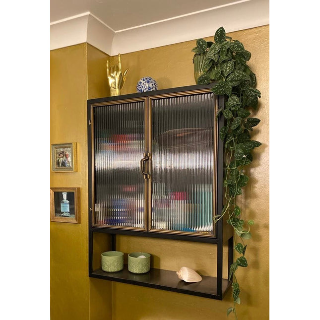 Ribbed glass & metal wall cabinet range