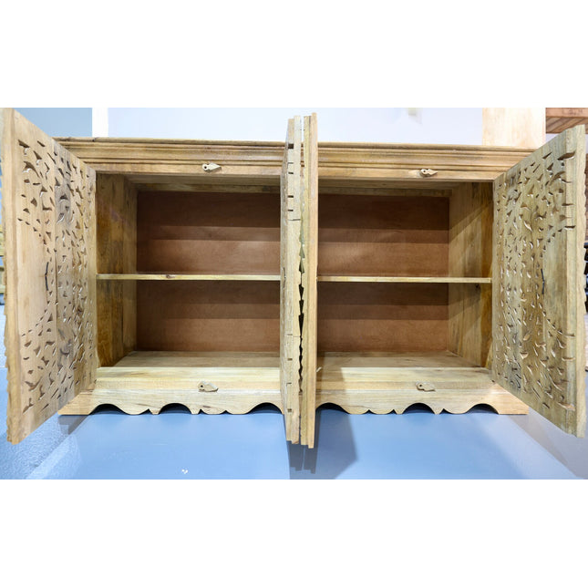 Hand carved rustic wood sideboard  - W160cm