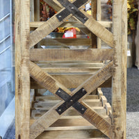 Rustic wood wine cabinet on wheels