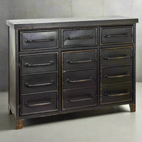 Black metal industrial home storage cabinet