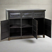 Black metal industrial home storage cabinet uk
