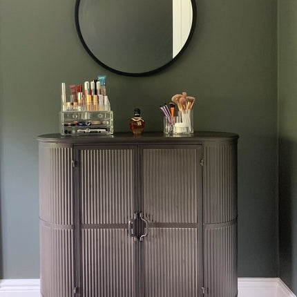 Curvy ribbed metal industrial retro storage cabinet