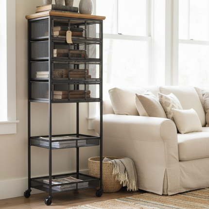 Black metal tall storage cabinet Uk - Elderflower Lane